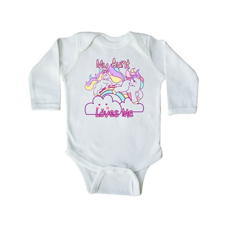 

Inktastic My Aunt Loves Me Unicorn Gift Baby Girl Long Sleeve Bodysuit