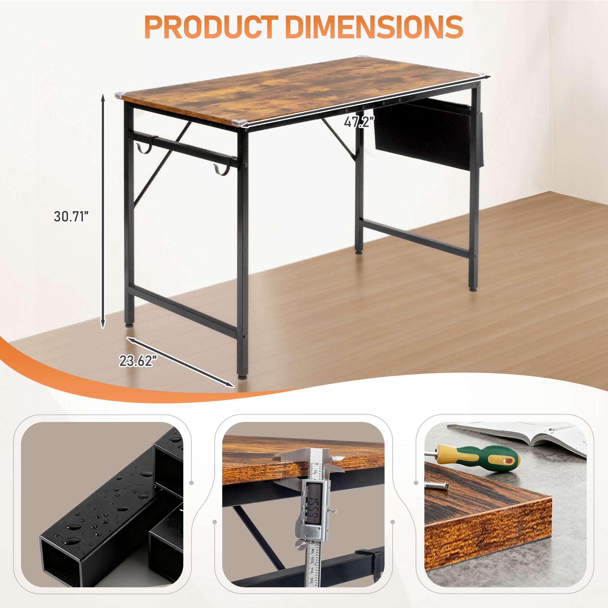 Ktaxon 47" Wood Computer Gaming Desk PC Laptop Study Table Workstation Home Office Furniture, Retro