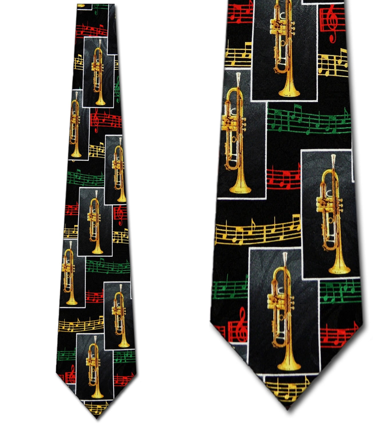 Cravatta Uomo Tromba Argento - Jazz Music, Microfibra, Stile Unico