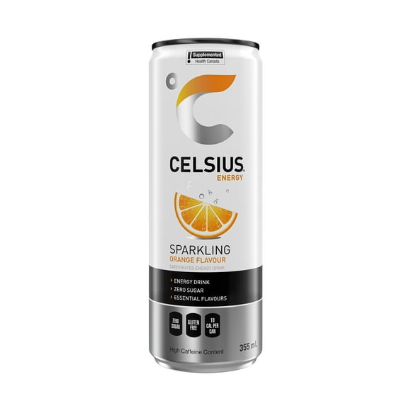 CELSIUS saveur d'orange Faites le plein d'énergie et éblouissez vos papilles gustatives avec ce mélange doux et citronné de saveur d'orange rafraîchissante. Un classique préparé à notre façon qui contient zéro sucre par canette de 355 mL.