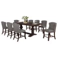 thumbnail image 1 of Cappuccino Bois contre-Hauteur 9pc Salle à Manger avec Table Extensible + Chaises Grises, 1 of 10