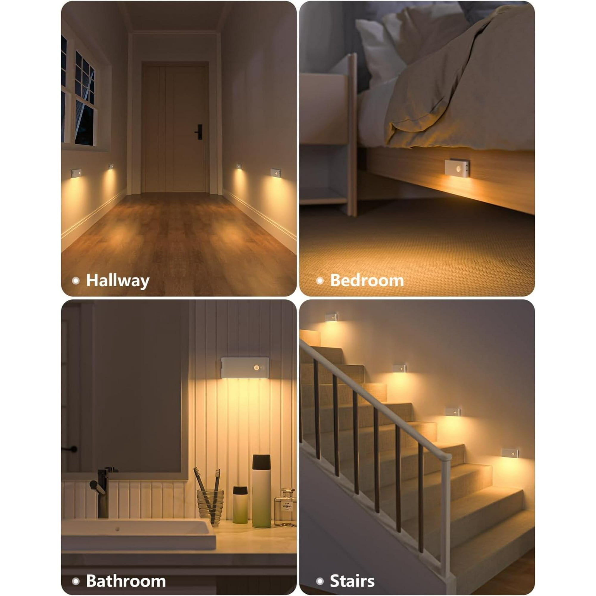 Kit De 3 Lampes LED Avec Détecteur De Mouvement Intérieur, 10 Spots LED Sans Fil Avec Bande Magnetique 94940410