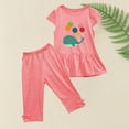 thumbnail image 4 of CHGBMOK Toddler Kid Girls Summer Outfits Outfits Clothes Floral Short Sleeve T-Shirt Top + Summer Short Set Girl Clothes 1-10Y, 4 of 4