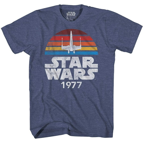 Star Wars 1977 Logo Rainbow Sun X-Wing Classic Retro Vintage Adult Men's Graphic Tee Apparel T-Shirt