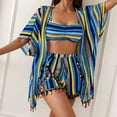 thumbnail image 2 of Bikini Set for Women with Fringe and Sun Cover Up Swimsuit Tankini Multi Piece Outfit Hawaiian Print Blue XL, 2 of 7