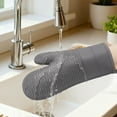 thumbnail image 4 of Soft Silicone Oven Mitts, Heat Resistant and Waterproof Cooking Gloves, Flexible Gripping for Baking, Kitchen Mitts Set of 2 Gray 12.4x7.5inch, 4 of 7