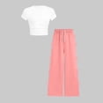 thumbnail image 2 of Zpanxa Girls Sets Ruched Short Length T Shirt with Bow Pocket and Long Pants Set 7-8 Years, 2 of 6