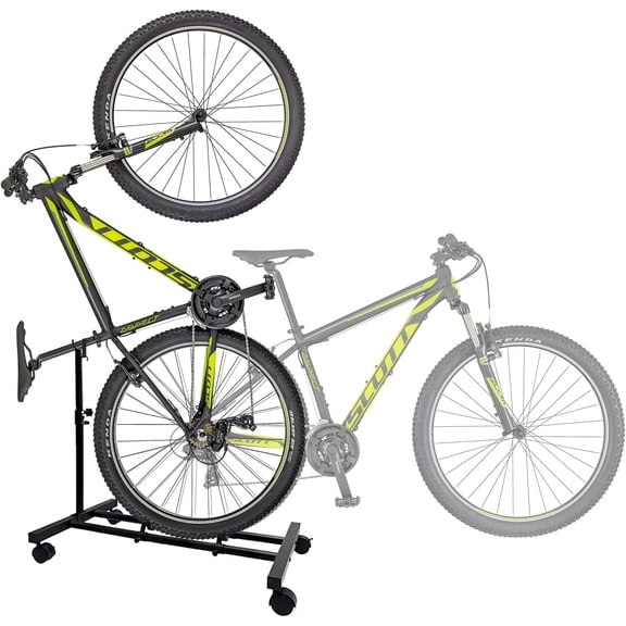 DQQKMM Vertical Bike Stand Movable with Casters, Freestanding Indoor Bike Storage Rack Upright Bicycle Floor Stand Indoor Bike Holder with Adjustable Height for Garage & Apartment