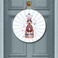thumbnail image 2 of Happy 4th of July Patriotic Weimaraner Marching Band Uniform Balloons Fireworks Round Wood Sign Weim Gray Ghost Dog Lover Hanging Wall Home Decor - 13009, 2 of 5