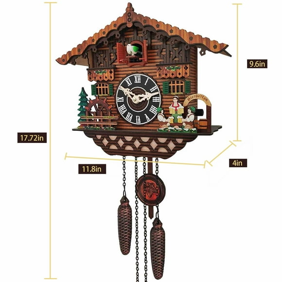 SuoKom Cuckoo Clock Traditional Chalet Forest House Clock Handcrafted Wooden Wall P-endulum Quartz Clock Cuckoo Clock On Clearance