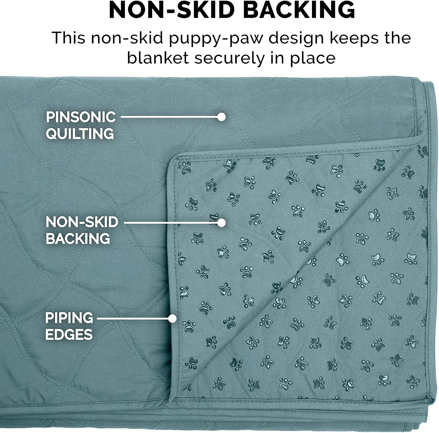 FurHaven Non-Skid Quilted Twill Waterproof Bed & Furniture Protector, Nile Blue, Extra Large/King, 1 Count