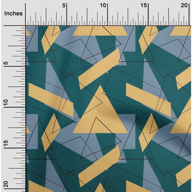 oneOone Cotton Cambric Fabric Rectangle & Triangle Geometric Print Fabric BTY 56 Inch Wide