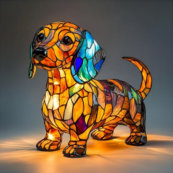 HIBIBUD Dachshund Lamp,Dog Lamp,Dogs Series Art Night Light,Cute Pet Dogs Themed Tabletop LED Night Light,Vintage Home Decor,Fun Gift for Dog Lover