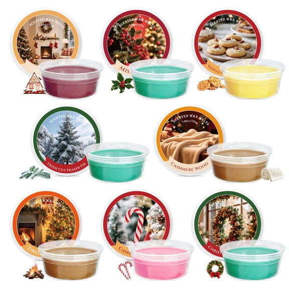 SCENTORINI Winter Scented Wax Melt, 8 Pack Christmas Wax Cubes for Warmers, Long-Lasting Strong Fragrance for Home Decoration