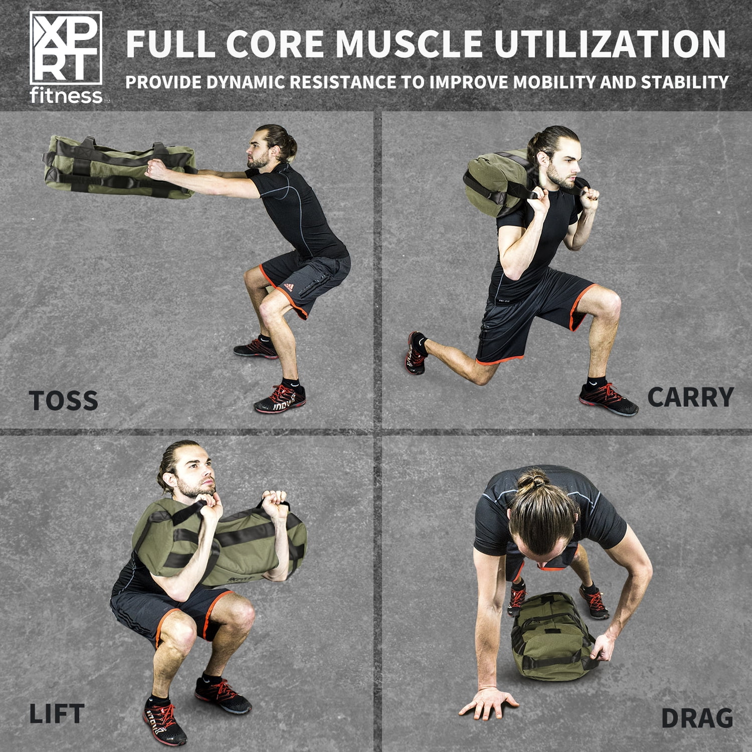 XPRT Fitness Army Green Workout Sandbag Size S