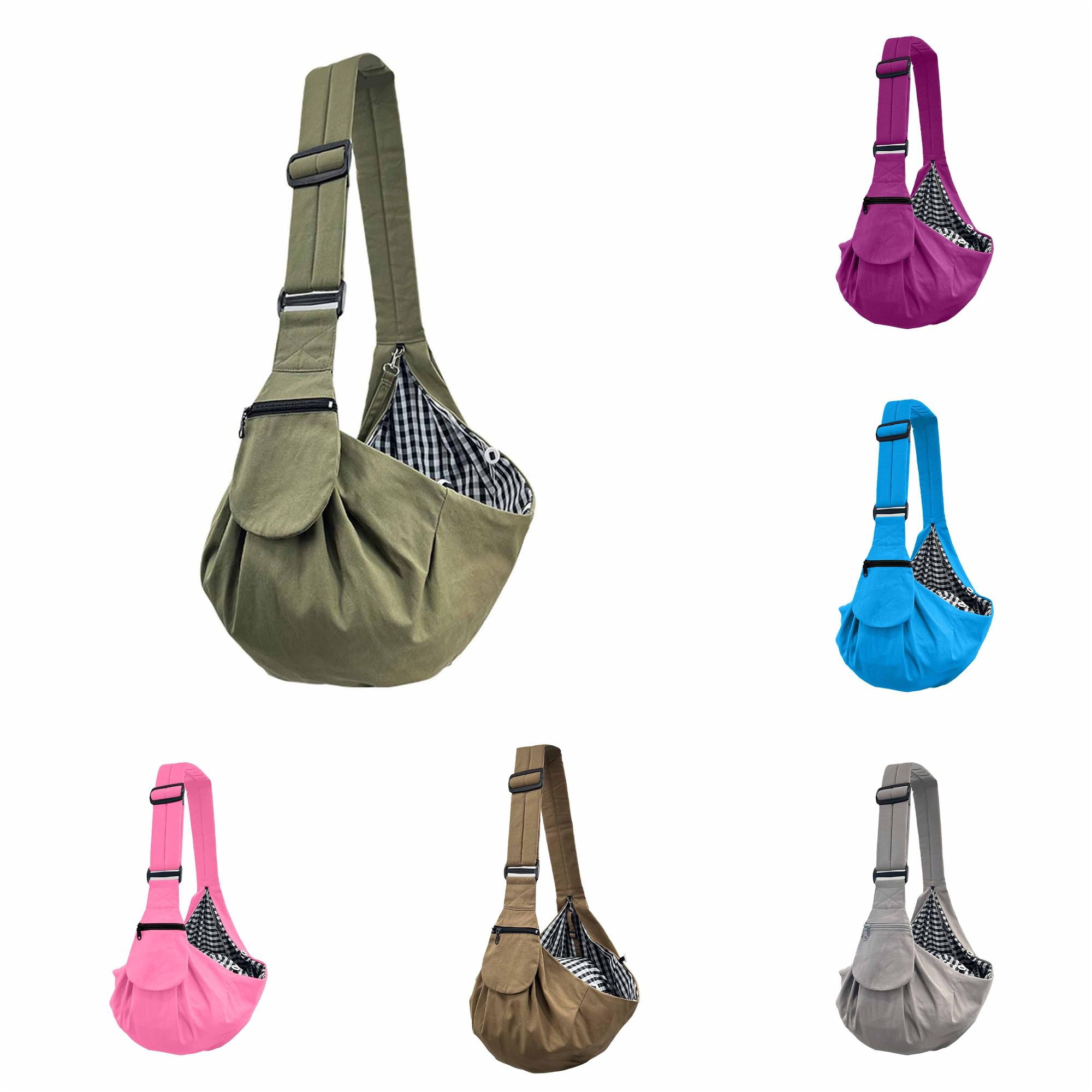 SHURUIMA Canvas Pet Sling Carrier Foldable Pet Shoulder Bag Durable Adjustable Strap Pet Travel Carrier for Small Cats and Dogs with Zipper Pocket 11.81x9.84x0.79 Inches