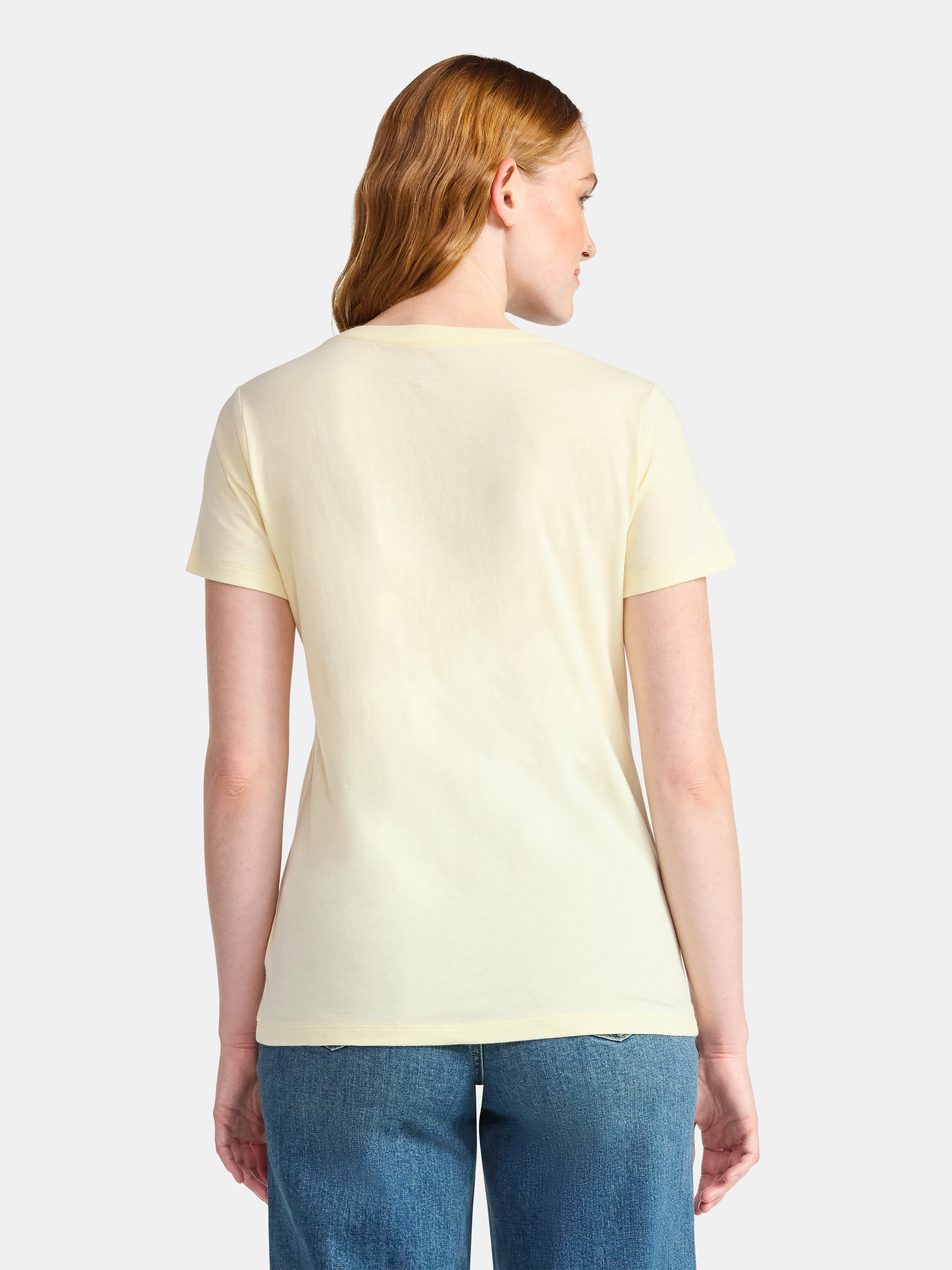 Time and Tru Women's Cotton Crewneck Tee with Short Sleeves, Sizes XS-XXXL