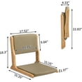 thumbnail image 2 of Floor Chair with Back Support, Foldable Japanese Style Floor Chair, Wood Legless Tatami Chair with Cushion, Accent Meditation Floor Seat for Bay Window, Living Room, Bedroom, Dark Grey, 2 of 18