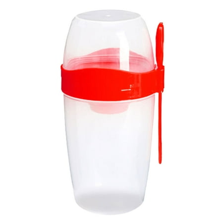 

Hesroicy Portable Breakfast Cup with Fork and Spoon - Double Layer Large Capacity - Perfect for Oatmeal Cereal Nuts Yogurt Salad - Household Supplies