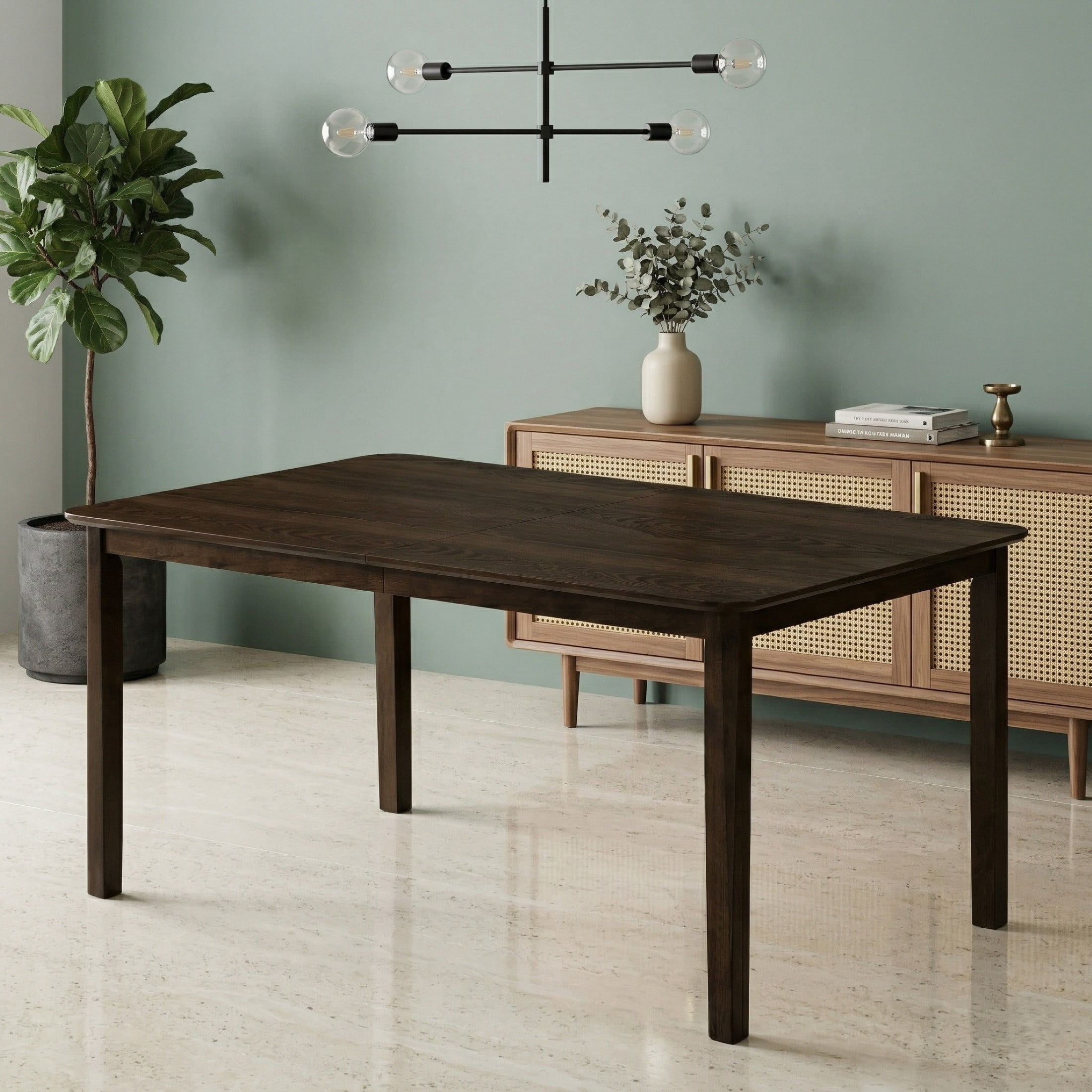 Home Design Vinita Rectangular Dining Table with Rounded Corners, Brown