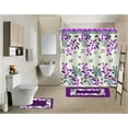 thumbnail image 3 of 15-PC Hinata High Quality Jacquard Bathroom Bath Rug Set Washable Anti Slip Rug 17"x28", Contour Mat 17"x17" with Non-Skid Rubber Back and Shower Curtain 12 rings covered, 3 of 3