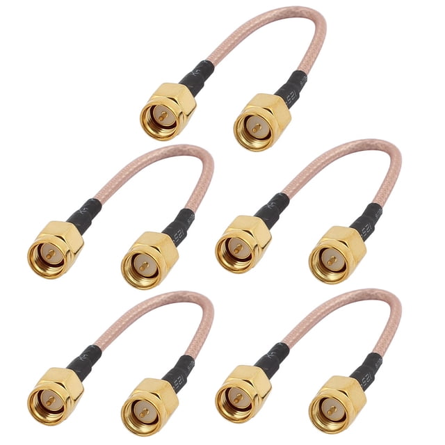 5 Pcs Adaptador conector SMA macho a SMA macho de oro RG316 para cable coaxial de televisión satelital de 10 cm