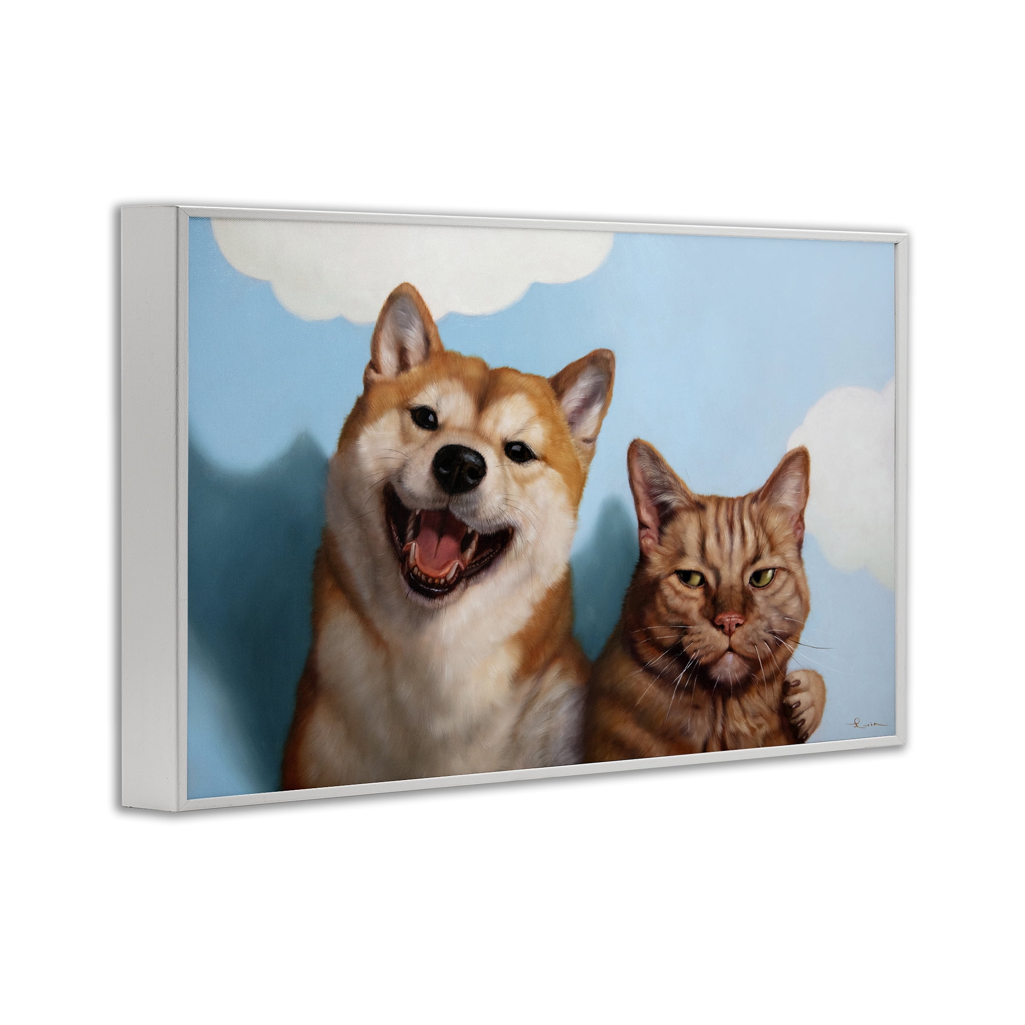 Stupell Industries Adopted Brother Dog & Cat White Framed Giclee Art, design by Lucia Heffernan