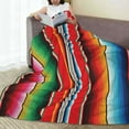 thumbnail image 4 of Yiaed Mexican Serape Blanket Stripes Pattern Fleece Throw Blanket,Fleece Throw Blankets for Couch & Bed All Season Use -60"x50", 4 of 5