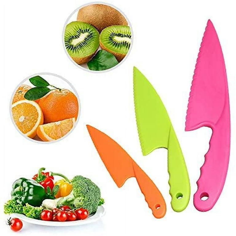 Nogis Kid Plastic Kitchen Knife Set for toddler, Toddler's Cooking Knives  Children's Safe Cooking Chef Nylon Knives for Fruit,  Bread,Cake,Salad,Lettuce Knife（3Pcs） 