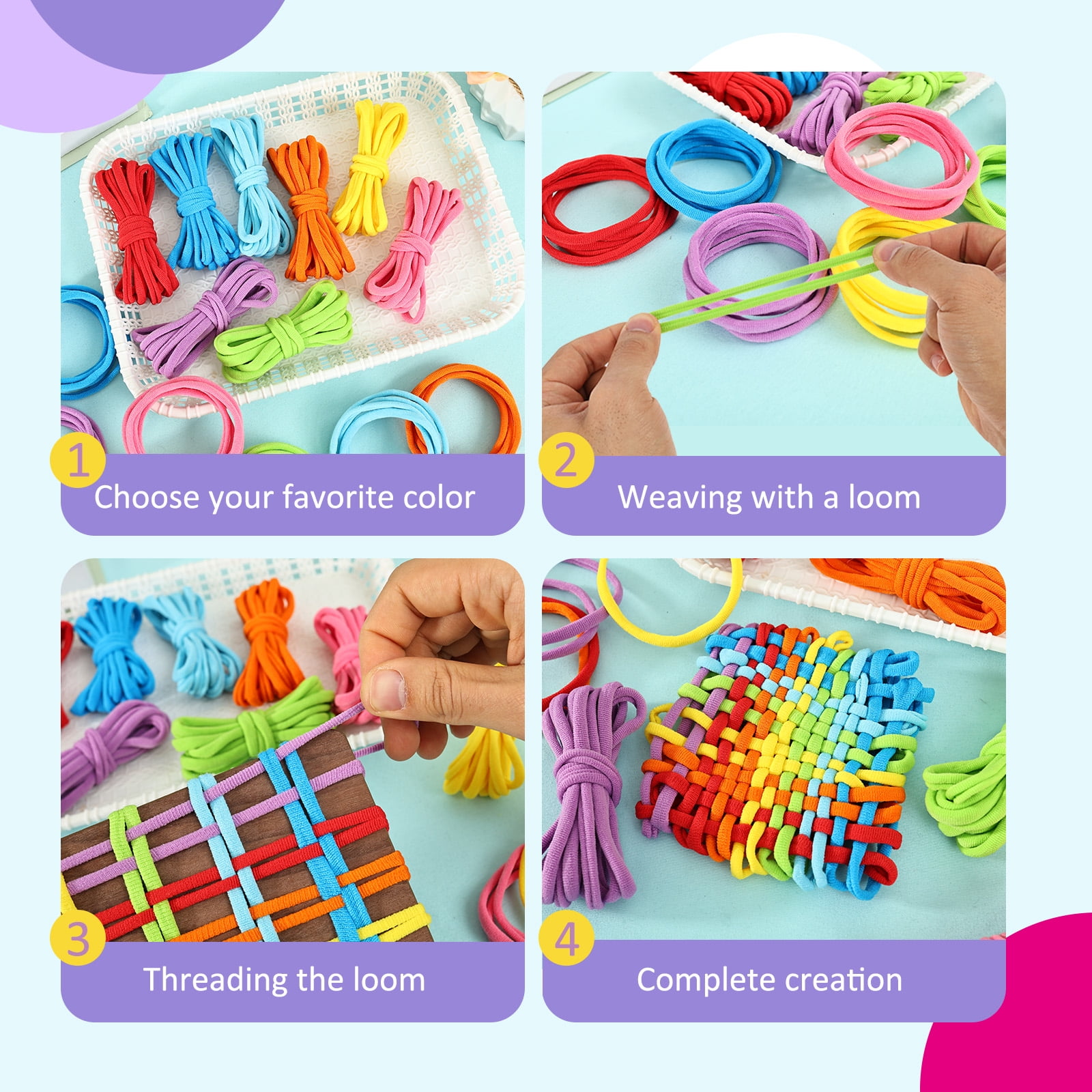 Austok 800 Pcs Refill Loops Potholder Multi Colored Weaving Machine Loops Weaving Craft Bands for DIY Crafts Supplies Kids Adults