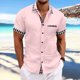 thumbnail image 2 of Los Hombres de Manga Corta Botón Arriba Camisa Casual Botón Cardigan Bolsillo Turndown Cuello Blusa Camisa, Poliéster, 2 of 7