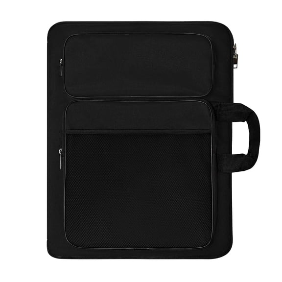 TreochtFUN Art Portfolio bag Kids,15 X 18 Art Bag For Child Artwork 8K Organizer,A3 portfolio Case For Carrying Artwork With Tote And Backpack (Black)