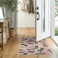thumbnail image 2 of ODIKA 2'x3' Blush Pink Modern Geometric Mosaic Washable Accent Rug Abstract Mid Century Bauhaus Interlocking Shapes Design With Circles for Bedroom, Nursery, RV, Pet Friendly, Bedside Mat, 2 of 7