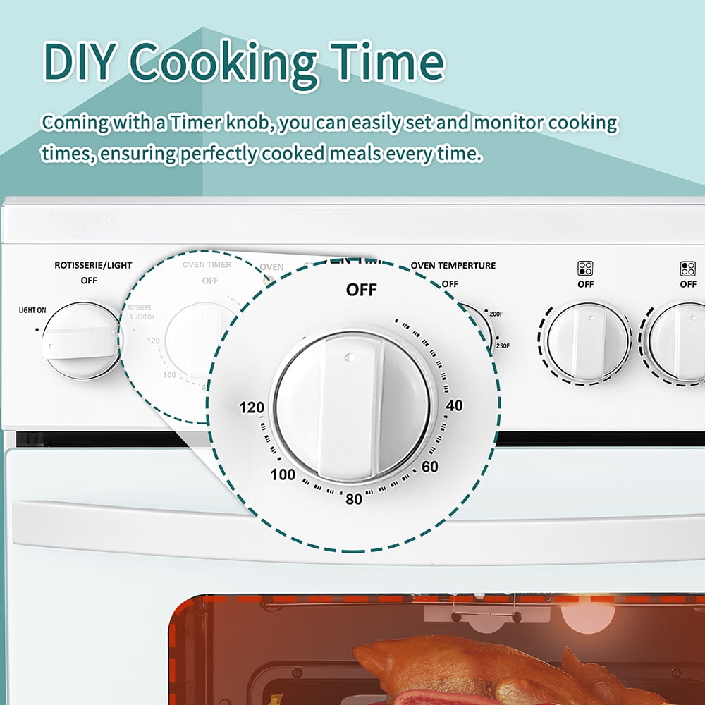 Lanbo 24 in 2.9 CU ft Freestanding Electric Range with Rotisserie and True Convection Oven and Timer