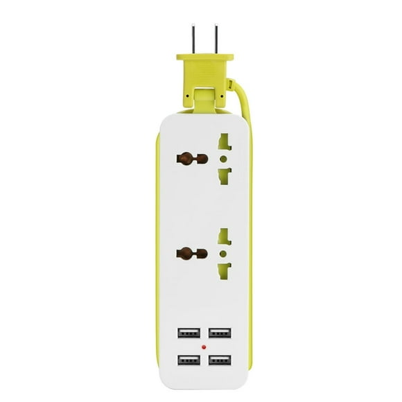 EU Plug Extension Socket Outlet Portable Travel Power Strip Surge Protector with 4 USB (Total 5V 2A Output) Smart Charger Wall Charger Desktop Hub Creative Cable Wrapping Design