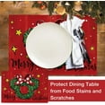 thumbnail image 4 of Merry Christmas Mouse Wreath Placemats Set of 4, Xmas Polka Dot Bow Holly Berry Red Dining Table Place Mats, Star Holiday Kitchen Decor Party Home Decoration 12 x 18 Inch, 4 of 5