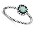 thumbnail image 4 of CHOOSE YOUR COLOR Rope Sun White Simulated Opal Wholesale Ring .925 Sterling Silver Band CZ Female Size 10, 4 of 4