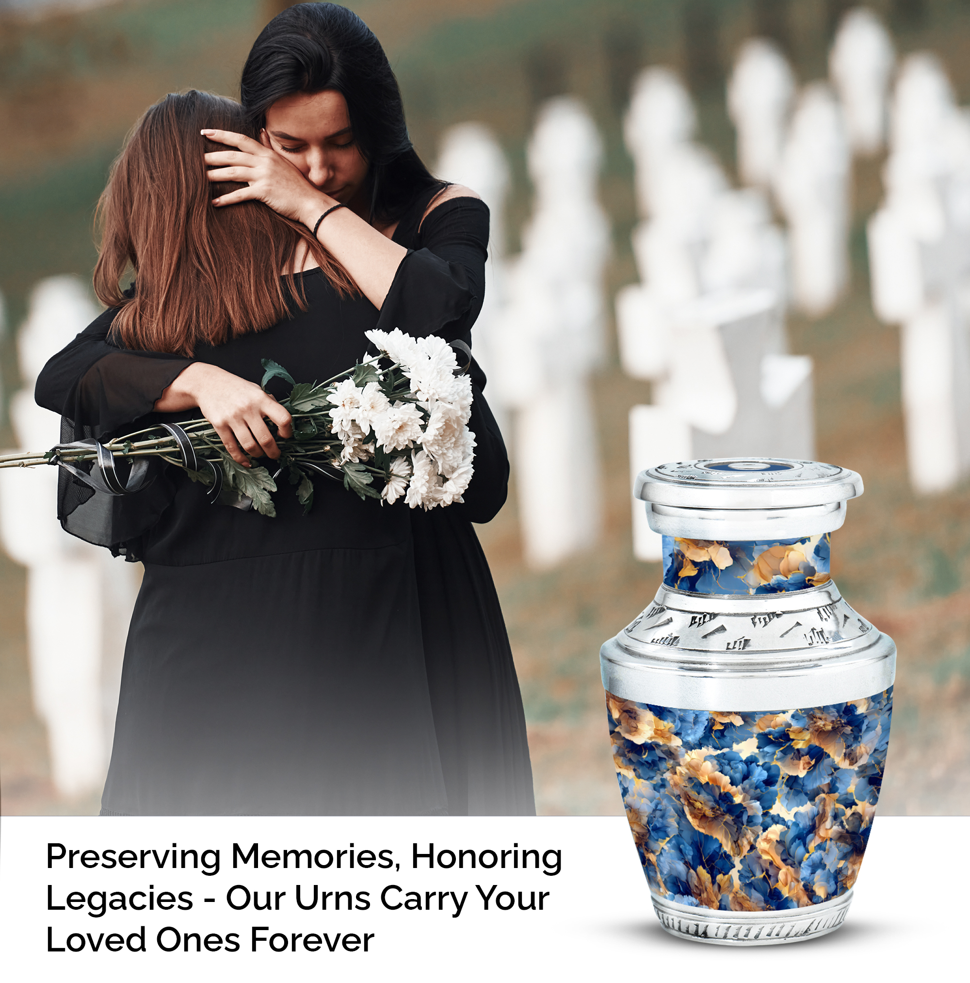 MUKTIVE Abstract Cremation Memorial Urns for Human Ashes Adult Male & Female - Blue Keepsake Burial Funeral Urn for Ashes for Dad & Mom - Decorative Skamm Urn for Human - 3 Inch