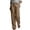 Brown, variant on Button Placket Solid Color Linen Pants Women Waist Front Patch Pocket Breathable Woven Trousers For Casual Business Beach Daily Bottoms