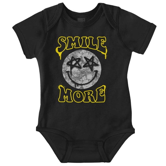 Smile More Happy Face Star Eyes Romper Boys or Girls Infant Baby Brisco Brands NB