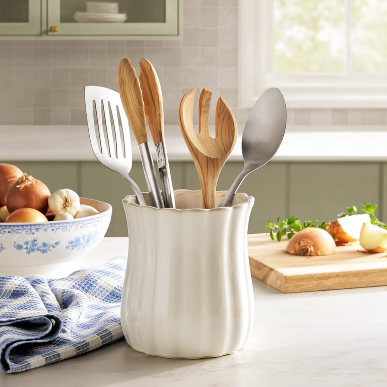 The Pioneer Woman White Colette Stoneware Kitchen Utensil Holder