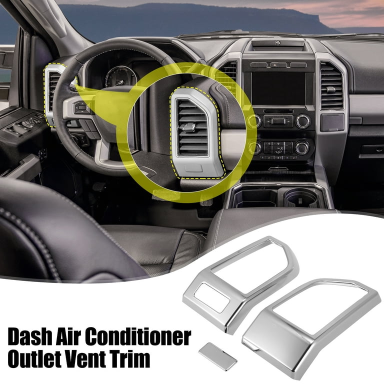 3pcs Glossy Silver Tone Left Right Side Dashboard Panel Air Conditioner  Outlet Vent Covers Trim for Ford F150 2015-2020 