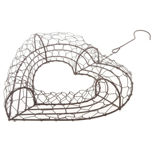 DYNWAVECA Rustic Iron Wire Wreath Pot Iron ing Planter Plant Holder (Plants Are Not Included) - 26cm Heart Shape