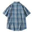 thumbnail image 7 of Mens Big & Tall Plaid Shirt, Short Sleeve Shirts for Men Summer Lightweight Casual Printed Button Down Lapel T-Shirts S-3XL, 7 of 7