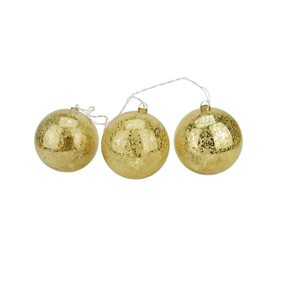 20-Count Gold Ball Ornaments Mini Christmas Light Set 1.5ft White Wire