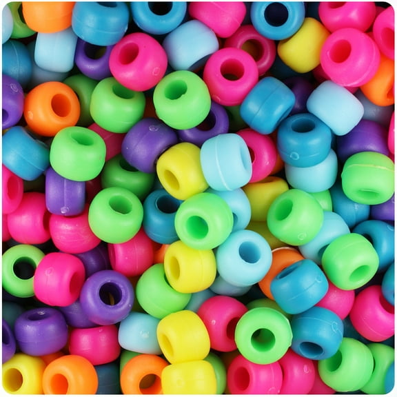 BeadTin Bright Mix Matte 9mm Barrel Pony Beads (500pc)