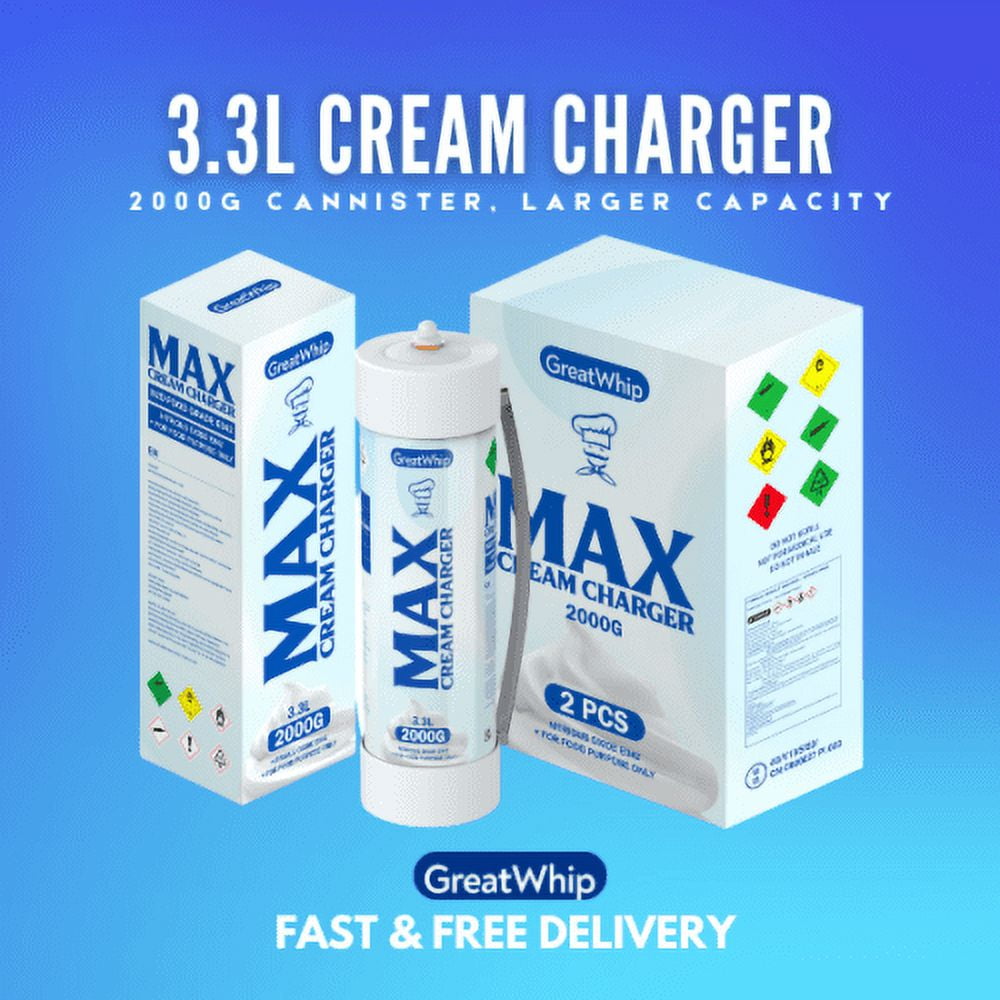 GreatWhip N2O Whipped Cream Chargers 3.3L/2000g Tank Whipped Cream