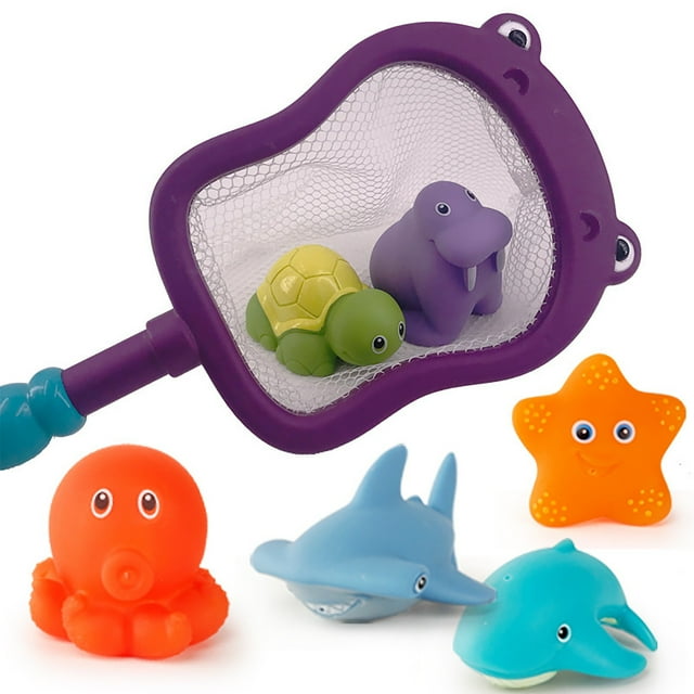 Cameland Bath Toy Water Spraying Discoloration Floating Animals Bathroom Pool Accessory Fishing Play Set For Babies And Kids