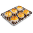 thumbnail image 3 of Juego de 3 bandejas y rejillas para horno tostador de 10 pulgadas, bandeja pequeña de acero inoxidable para hornear con rejilla para enfriar, 3 of 7
