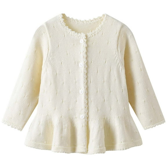 KEXE Navy Blue Cardigan For Girls Girls' Cardigans Girls Cardigan Sweaters School Uniform Sweater V Neck Button Front Outerwear White 6-9 Months